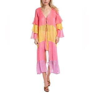 SUNDRESS ELLA KIMONO size XS/Small boho beach rodeo colorblock Easter Spring